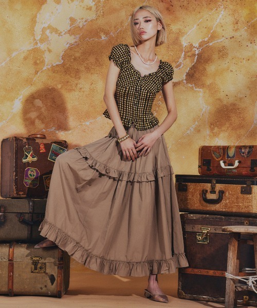 DOUBLE STANDARD CLOTHING（ダブルスタンダードクロージング）の「サマーブロード ティアードスカート（スカート・レディース・ベージュ/カーキ・38/36）」の14枚目の写真