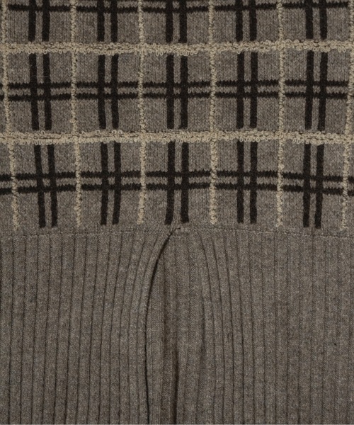 lawgy（ラウジー）の「mix pattern bicolor check rib knit / ミックスパターンバイカラーチェックリブニット（ニット/セーター・レディース・モカ/ホワイト×グレー/グレー・FREE）」の8枚目の写真