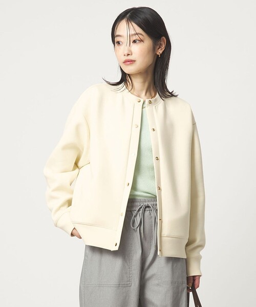 green label relaxing(グリーンレーベルリラクシング)の「ダンボール ノーカラー カーディガン(カーディガン/ボレロ・レディース・モカ/ダークグレー/オフホワイト・FREE)」の2枚目の写真