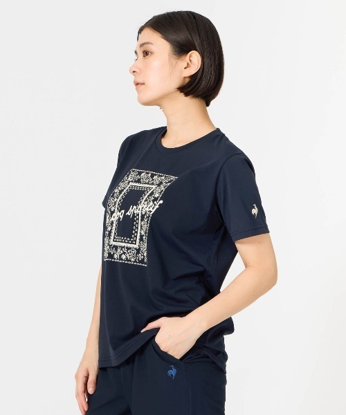 le coq sportif(ルコックスポルティフ)の「【ルコックスポルティフ】吸汗速乾/ストレッチ/UVカット/遮熱ヘランカ半袖Tシャツ(Tシャツ/カットソー・レディース・ネイビー/ピンク/ホワイト/ブルー・S/M/L/XL)」の3枚目の写真