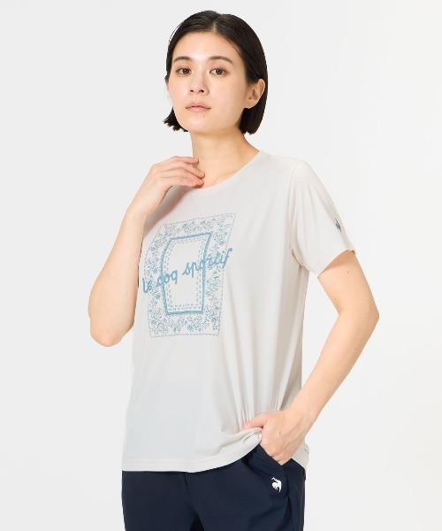 le coq sportif(ルコックスポルティフ)の「【ルコックスポルティフ】吸汗速乾/ストレッチ/UVカット/遮熱ヘランカ半袖Tシャツ(Tシャツ/カットソー・レディース・ネイビー/ピンク/ホワイト/ブルー・S/M/L/XL)」の5枚目の写真