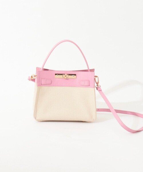 NOLLEY’S（ノーリーズ）の「HINERI　キャンバスコンビS（ショルダーバッグ・レディース・イエロー/ピンク/グレイッシュベージュ/ライトブルー・FREE）」の4枚目の写真