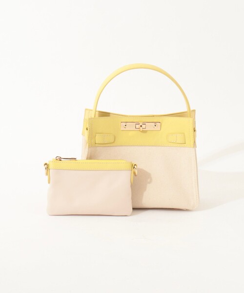 NOLLEY’S（ノーリーズ）の「HINERI　キャンバスコンビS（ショルダーバッグ・レディース・イエロー/ピンク/グレイッシュベージュ/ライトブルー・FREE）」の14枚目の写真
