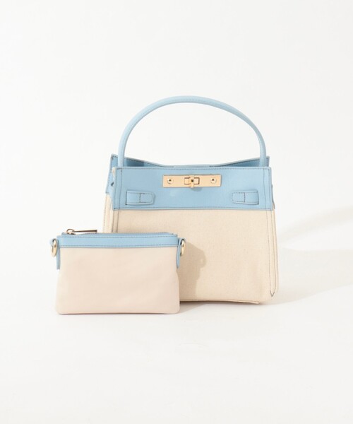 NOLLEY’S（ノーリーズ）の「HINERI　キャンバスコンビS（ショルダーバッグ・レディース・イエロー/ピンク/グレイッシュベージュ/ライトブルー・FREE）」の16枚目の写真