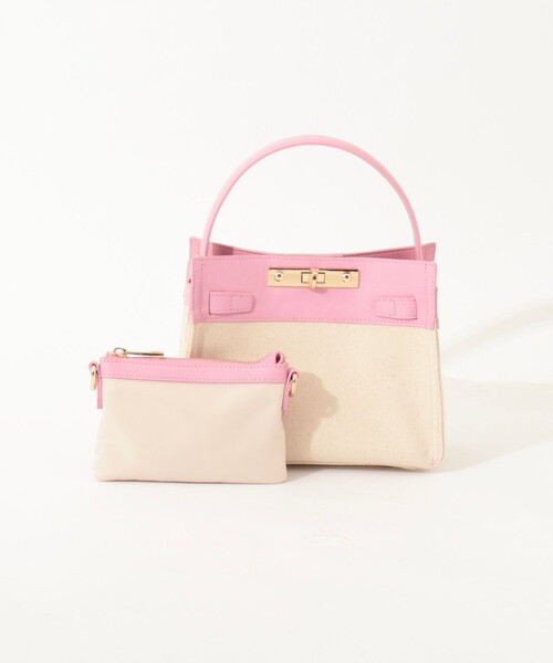 NOLLEY’S（ノーリーズ）の「HINERI　キャンバスコンビS（ショルダーバッグ・レディース・イエロー/ピンク/グレイッシュベージュ/ライトブルー・FREE）」の17枚目の写真