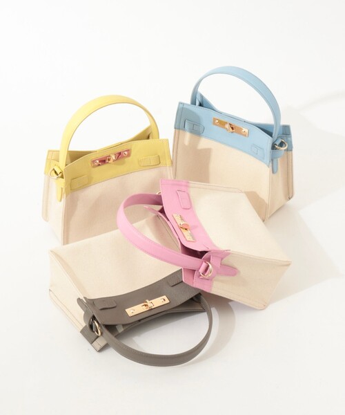 NOLLEY’S（ノーリーズ）の「HINERI　キャンバスコンビS（ショルダーバッグ・レディース・イエロー/ピンク/グレイッシュベージュ/ライトブルー・FREE）」の22枚目の写真