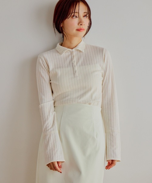 mysty woman（ミスティウーマン）の「襟2WAYカットソー 643323（Tシャツ/カットソー・レディース・グレー/アイボリー/ブラック・FREE）」の2枚目の写真