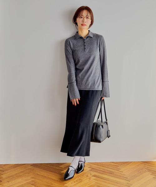 mysty woman（ミスティウーマン）の「襟2WAYカットソー 643323（Tシャツ/カットソー・レディース・グレー/アイボリー/ブラック・FREE）」の5枚目の写真