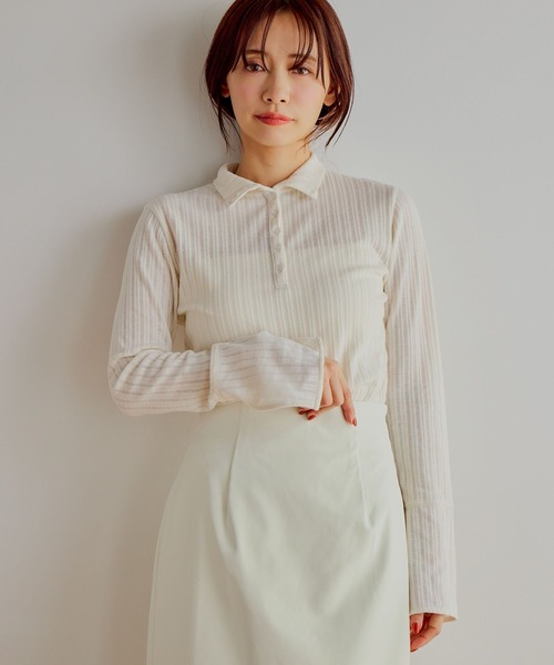 mysty woman（ミスティウーマン）の「襟2WAYカットソー 643323（Tシャツ/カットソー・レディース・グレー/アイボリー/ブラック・FREE）」の8枚目の写真