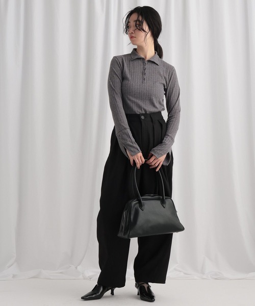 mysty woman（ミスティウーマン）の「襟2WAYカットソー 643323（Tシャツ/カットソー・レディース・グレー/アイボリー/ブラック・FREE）」の14枚目の写真