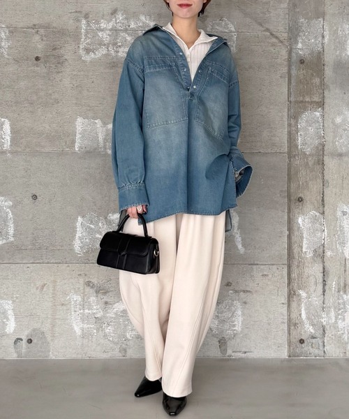 mysty woman（ミスティウーマン）の「襟2WAYカットソー 643323（Tシャツ/カットソー・レディース・グレー/アイボリー/ブラック・FREE）」の22枚目の写真