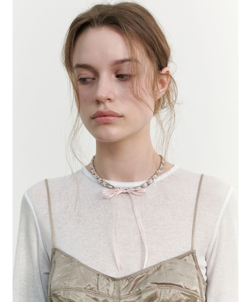 Bebe Sheer Ribbon Chain Necklace (L241MNK090)（ネックレス）｜LOVE
