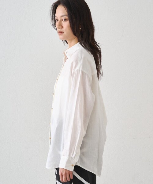 LOUNGEDRESS(ラウンジドレス)の「《累計販売2万枚/名品アイテム》リネンバックタイシャツ(シャツ/ブラウス・レディース・キャメル/グリーン/ネイビー/イエロー/オフホワイト/ブラック/ブルー・FREE)」の19枚目の写真