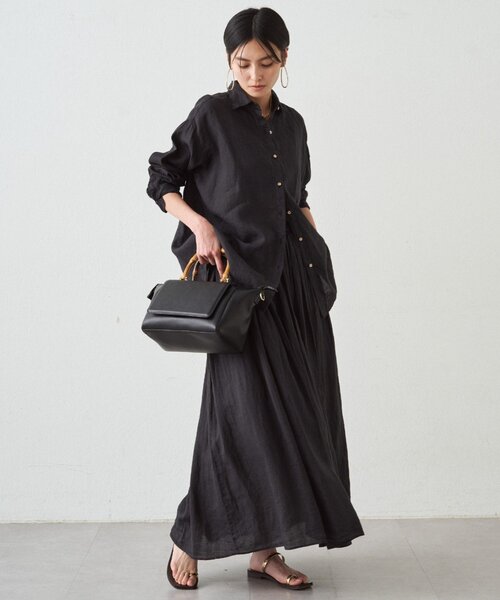 LOUNGEDRESS（ラウンジドレス）の「リネンバックタイシャツ（シャツ/ブラウス・レディース・キャメル/グリーン/ネイビー/イエロー/オフホワイト/ブラック/ブルー・FREE）」の22枚目の写真