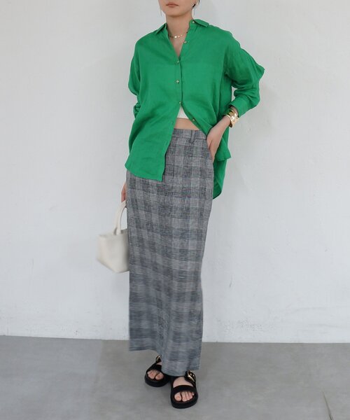 LOUNGEDRESS（ラウンジドレス）の「リネンバックタイシャツ（シャツ/ブラウス・レディース・キャメル/グリーン/ネイビー/イエロー/オフホワイト/ブラック/ブルー・FREE）」の19枚目の写真