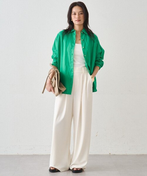 LOUNGEDRESS（ラウンジドレス）の「リネンバックタイシャツ（シャツ/ブラウス・レディース・キャメル/グリーン/ネイビー/イエロー/オフホワイト/ブラック/ブルー・FREE）」の8枚目の写真