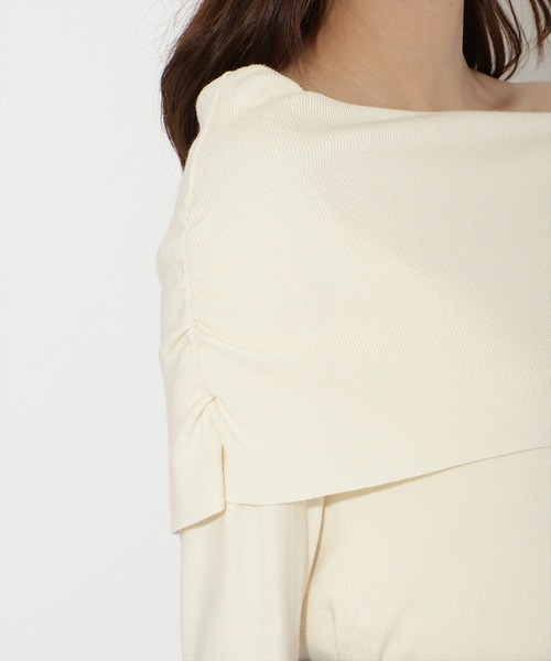 AND COUTURE（アンドクチュール）の「オフショルプルオーバー（ニット/セーター・レディース・ピンク/ブラック/サックスブルー/アイボリー/レッド・FREE）」の14枚目の写真
