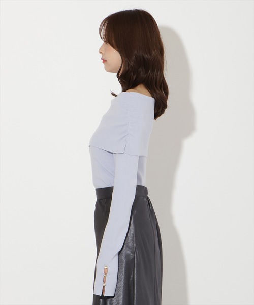 AND COUTURE（アンドクチュール）の「オフショルプルオーバー（ニット/セーター・レディース・ピンク/ブラック/サックスブルー/アイボリー/レッド・FREE）」の8枚目の写真