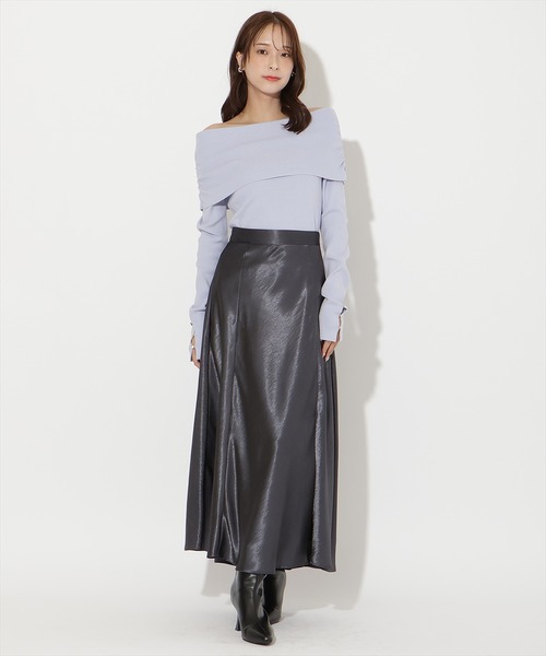 AND COUTURE（アンドクチュール）の「オフショルプルオーバー（ニット/セーター・レディース・ピンク/ブラック/サックスブルー/アイボリー/レッド・FREE）」の7枚目の写真