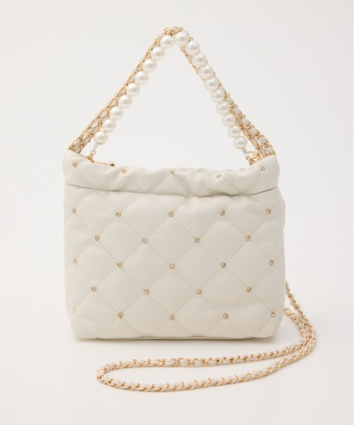 rienda（リエンダ）の「チェーンデコレーションミニバッグ 春服（ショルダーバッグ・レディース・ホワイト/ブラック/レッド/ブルー・FREE）」の2枚目の写真