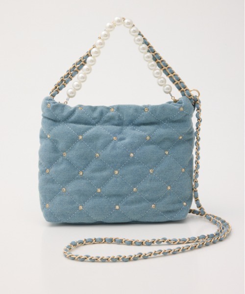 rienda（リエンダ）の「チェーンデコレーションミニバッグ 春服（ショルダーバッグ・レディース・ホワイト/ブラック/レッド/ブルー・FREE）」の3枚目の写真