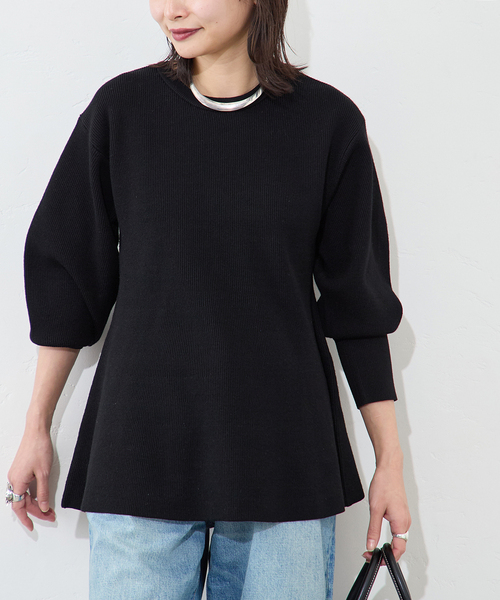 JOURNAL STANDARD(ジャーナルスタンダード)の「ウォッシャブルペプラムプルオーバー(ニット/セーター・レディース・ブラック/ホワイト・FREE)」の1枚目の写真