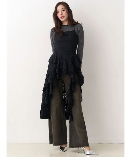 CALNAMUR(カルナムール)の「アシンメトリーヘムワンピース(ワンピース・レディース・ブラック/オフホワイト/イエロー・FREE)」の2枚目の写真