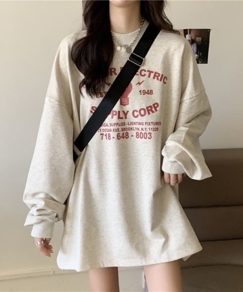 Ritzy(リッツィー)の「オーバーサイズロング T シャツ(Tシャツ/カットソー・レディース・グレー/チャコール・FREE)」の1枚目の写真