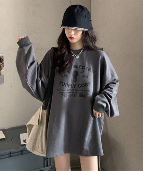 Ritzy(リッツィー)の「オーバーサイズロング T シャツ(Tシャツ/カットソー・レディース・グレー/チャコール・FREE)」の2枚目の写真