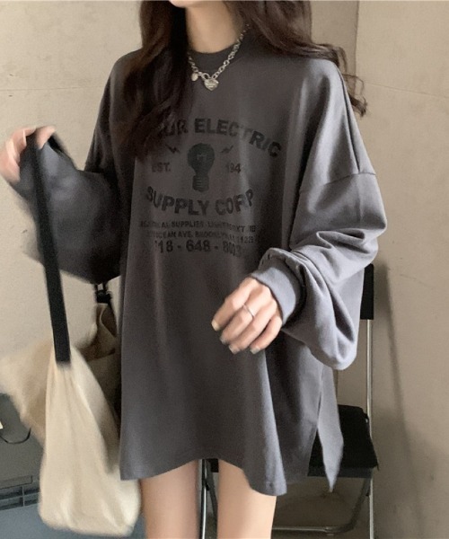 Ritzy(リッツィー)の「オーバーサイズロング T シャツ(Tシャツ/カットソー・レディース・グレー/チャコール・FREE)」の22枚目の写真
