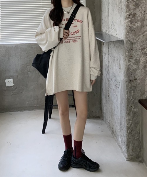 Ritzy(リッツィー)の「オーバーサイズロング T シャツ(Tシャツ/カットソー・レディース・グレー/チャコール・FREE)」の7枚目の写真