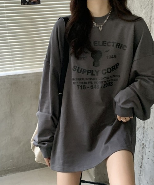 Ritzy(リッツィー)の「オーバーサイズロング T シャツ(Tシャツ/カットソー・レディース・グレー/チャコール・FREE)」の9枚目の写真