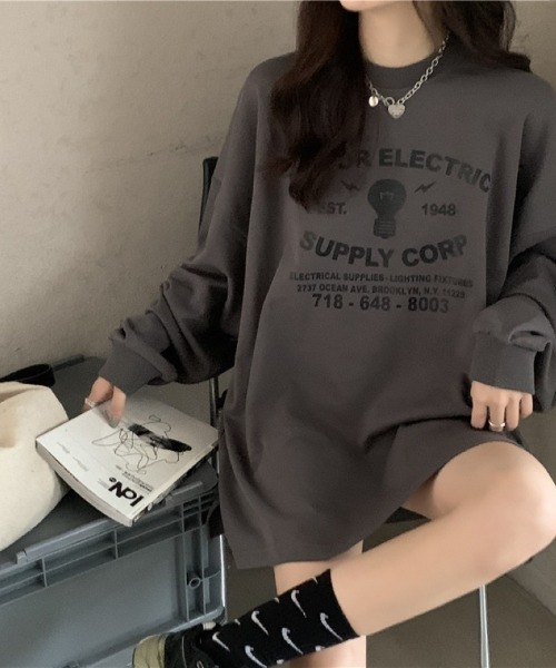 Ritzy(リッツィー)の「オーバーサイズロング T シャツ(Tシャツ/カットソー・レディース・グレー/チャコール・FREE)」の11枚目の写真