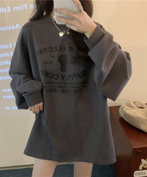 Ritzy(リッツィー)の「オーバーサイズロング T シャツ(Tシャツ/カットソー・レディース・グレー/チャコール・FREE)」の12枚目の写真