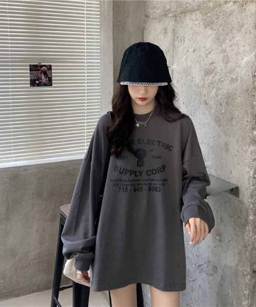 Ritzy(リッツィー)の「オーバーサイズロング T シャツ(Tシャツ/カットソー・レディース・グレー/チャコール・FREE)」の14枚目の写真