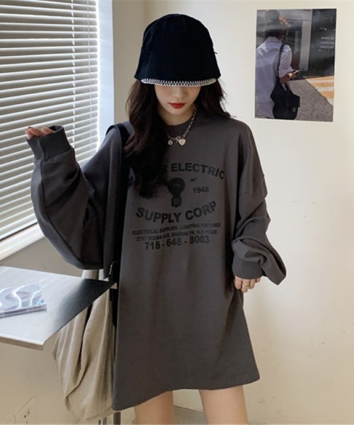 Ritzy(リッツィー)の「オーバーサイズロング T シャツ(Tシャツ/カットソー・レディース・グレー/チャコール・FREE)」の16枚目の写真
