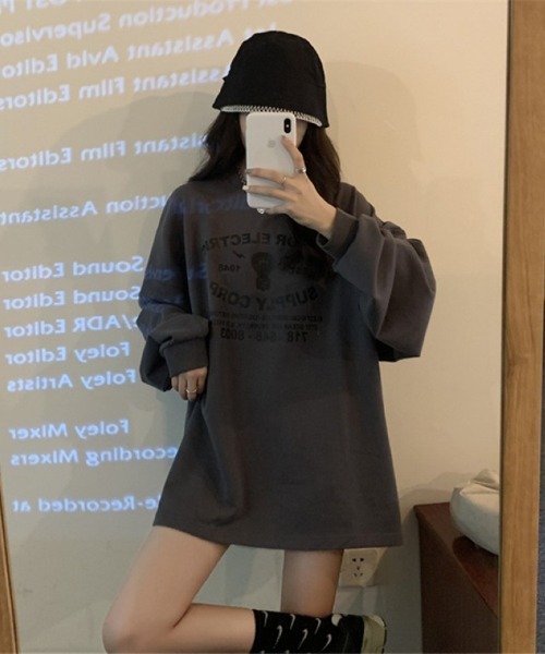 Ritzy(リッツィー)の「オーバーサイズロング T シャツ(Tシャツ/カットソー・レディース・グレー/チャコール・FREE)」の17枚目の写真