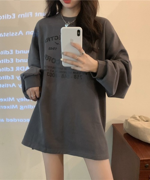 Ritzy(リッツィー)の「オーバーサイズロング T シャツ(Tシャツ/カットソー・レディース・グレー/チャコール・FREE)」の18枚目の写真