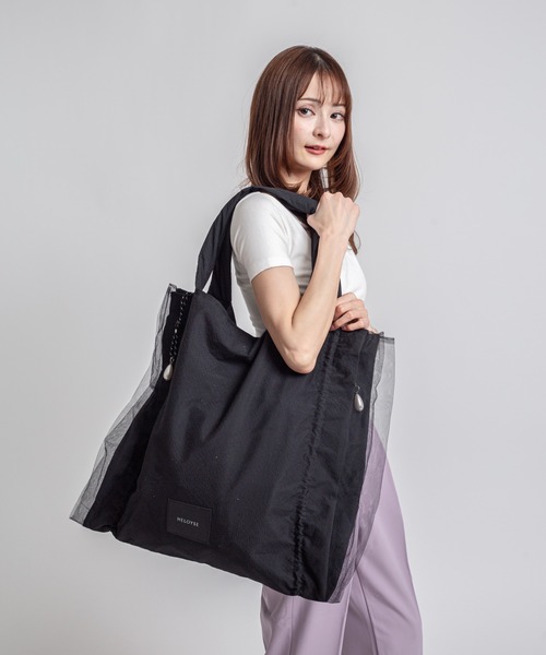 HELOYSE（エロイーズ）の「【HELOYSE/エロイーズ】チュールトートバッグ　candy tulle tote（トートバッグ・レディース・ブラック/ベージュ・FREE）」の9枚目の写真