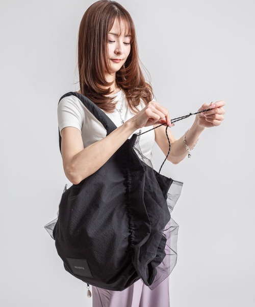HELOYSE（エロイーズ）の「【HELOYSE/エロイーズ】チュールトートバッグ　candy tulle tote（トートバッグ・レディース・ブラック/ベージュ・FREE）」の13枚目の写真