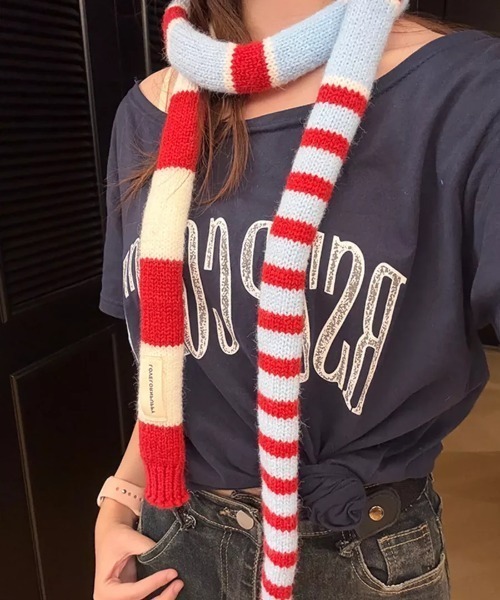 Vipoa(ヴィポア)の「ボーダーロングスキニーマフラー(マフラー・レディース・レッド系その他/ブラック/グレー系その他/ブルー・FREE)」の15枚目の写真