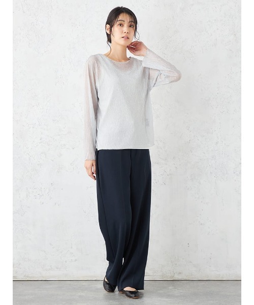 HARUYAMA(ハルヤマ)の「Emilyan ラメクレープジャージー長袖カットソー(Tシャツ/カットソー・レディース・ゴールド/ライトグレー/ブラック・F)」の14枚目の写真