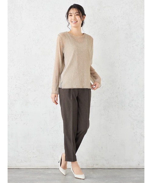 HARUYAMA(ハルヤマ)の「Emilyan ラメクレープジャージー長袖カットソー(Tシャツ/カットソー・レディース・ゴールド/ライトグレー/ブラック・F)」の12枚目の写真
