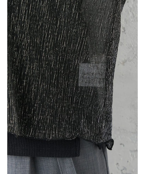 HARUYAMA(ハルヤマ)の「Emilyan ラメクレープジャージー長袖カットソー(Tシャツ/カットソー・レディース・ゴールド/ライトグレー/ブラック・F)」の7枚目の写真