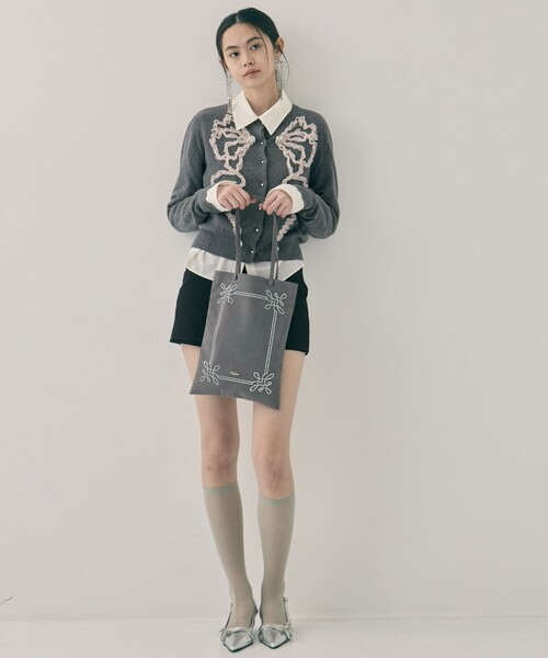 tanakadaisuke(タナカダイスケ)の「【tanakadaisuke/タナカダイスケ】Rhinestone frame tote bag/ラインストーンフレームトートバッグ(トートバッグ・レディース・ブラック/グレー・FREE)」の18枚目の写真