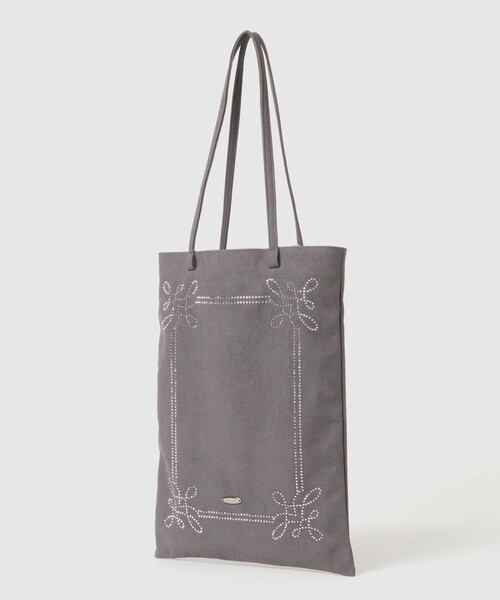 tanakadaisuke/タナカダイスケ】Rhinestone frame tote bag/ライン