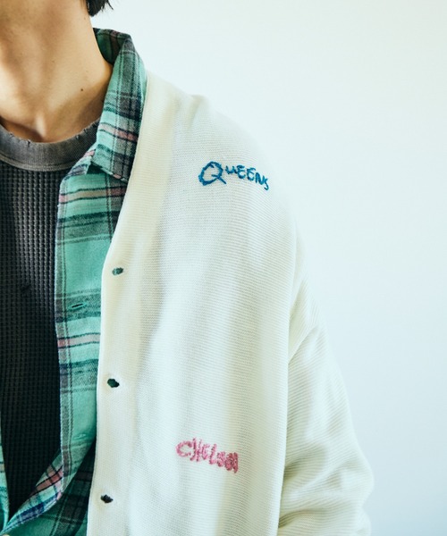手刺繡亞克力針織開襟衫