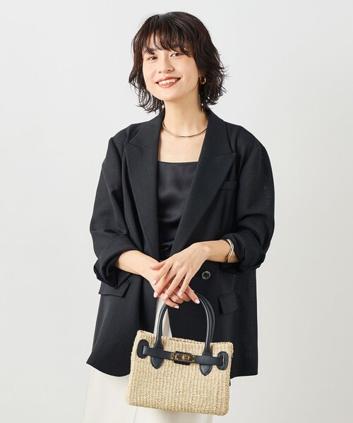 NOLLEY’S Sophi（ノーリーズソフィ）の「ウォッシャブルリネンライクオーバージャケット（テーラードジャケット・レディース・ブラック/ベージュ・38/36）」の2枚目の写真