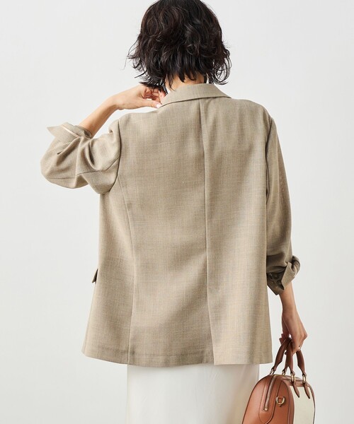 NOLLEY’S Sophi（ノーリーズソフィ）の「ウォッシャブルリネンライクオーバージャケット（テーラードジャケット・レディース・ブラック/ベージュ・38/36）」の6枚目の写真