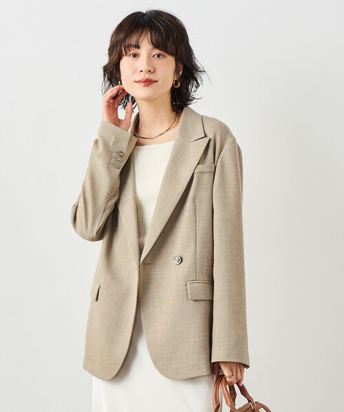 NOLLEY’S Sophi（ノーリーズソフィ）の「ウォッシャブルリネンライクオーバージャケット（テーラードジャケット・レディース・ブラック/ベージュ・38/36）」の8枚目の写真